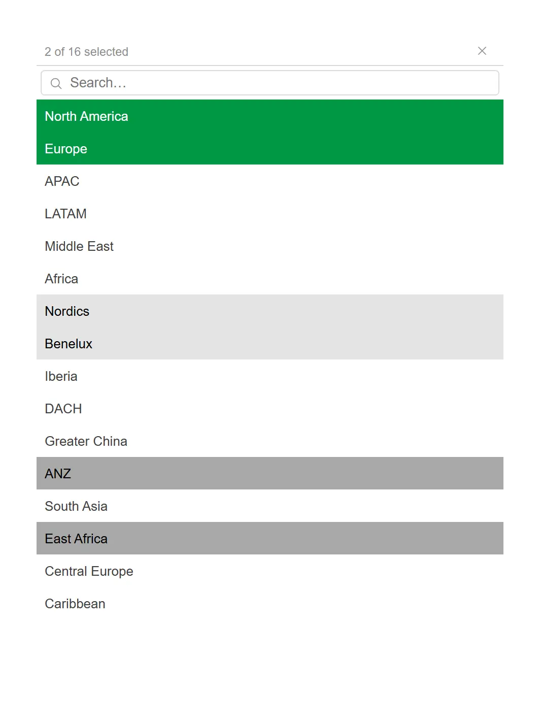 Filter — Every Qlik selection state — selected, alternative, excluded — rendered exactly as users expect.